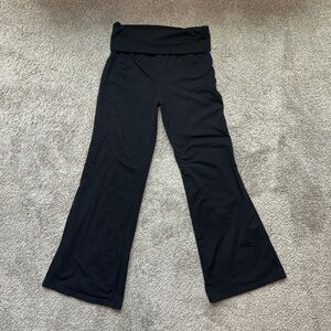 Black Fold-Over Waist Flare Leggings